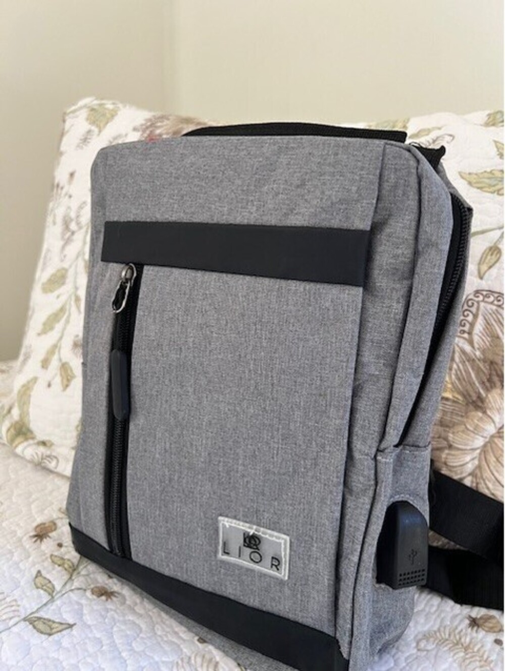 NEW - LIOR Gray Crossbody Bag w/ USB Port